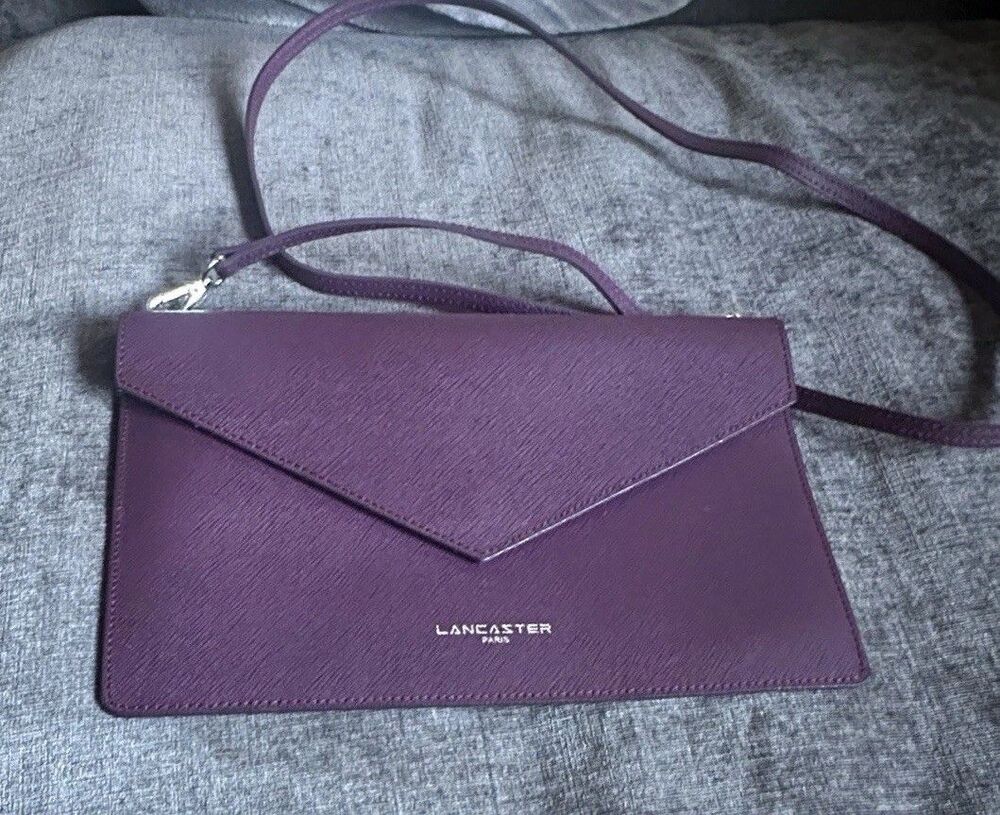 Lancaster Paris, Saffiano Envelope Clutch In Deep Purple excellent condition